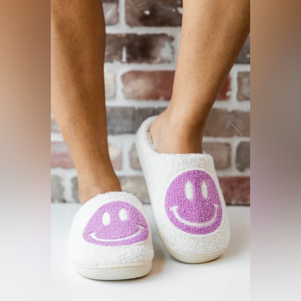 White with Purple Smile Slippers